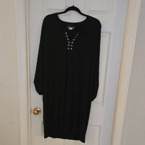 2X Michael Kors Black Grommet Detail Top